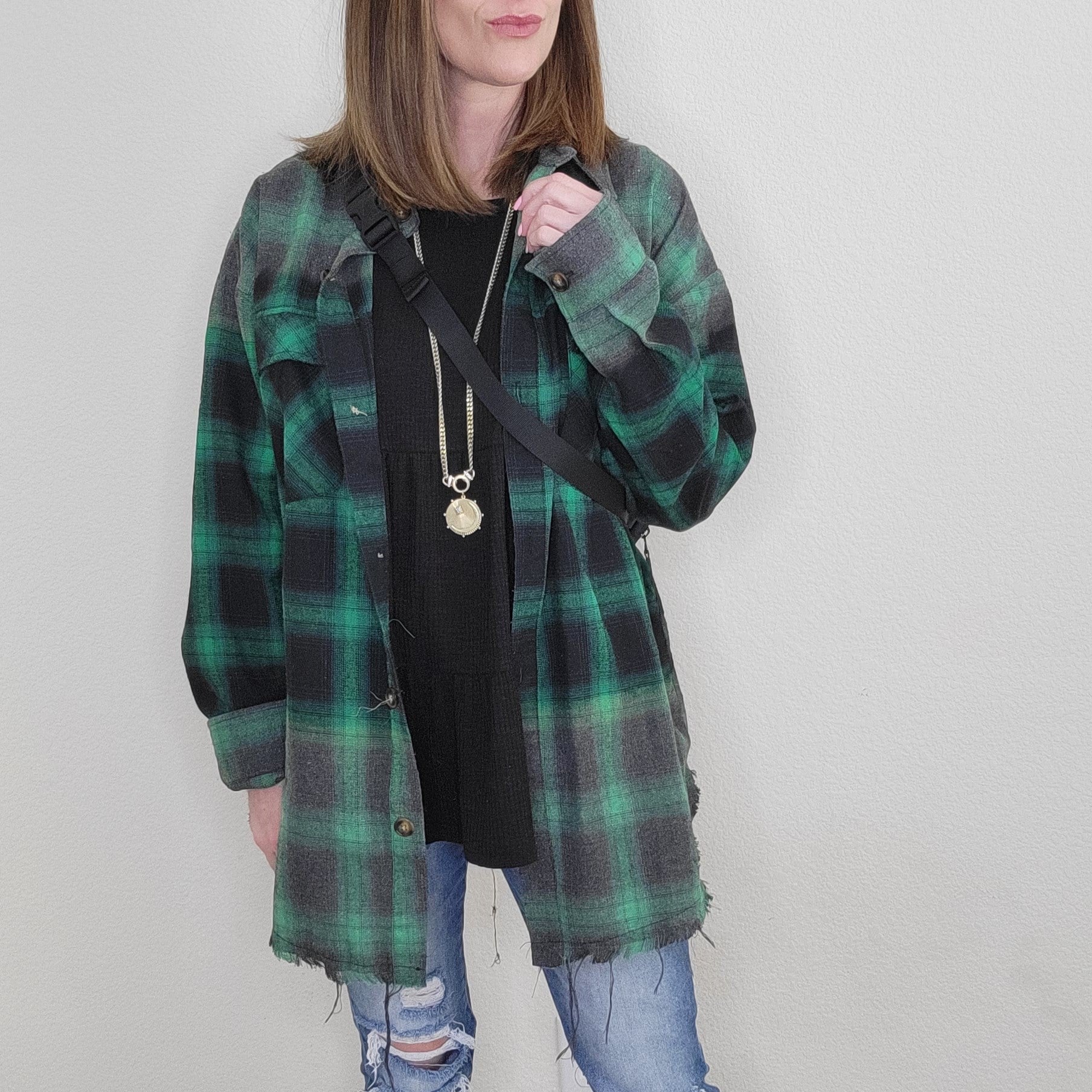 Faded Green Plaid Distressed Flannel – Calligraphy Creations In KY