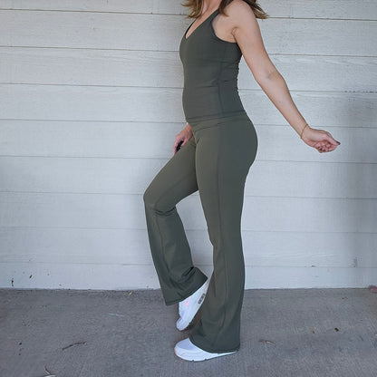 Olive Flared Leggings