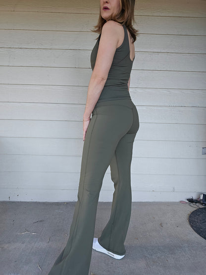 Olive Flared Leggings