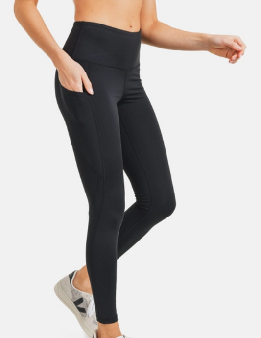 High Waist Panel Black Leggings